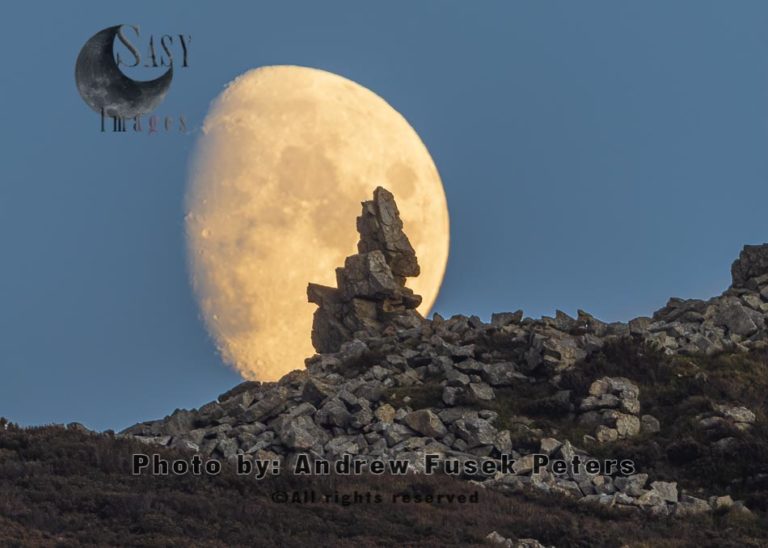 Moonrise over Manstone Rock Stiperstones