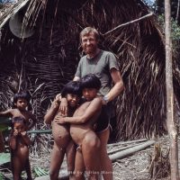 Waorani Indians, Children with James (Jim) Yost, Rio Cononaco, Ecuador, 1983